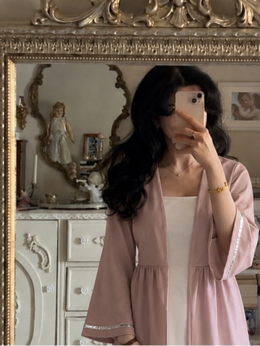 Women's Pink Open-Front Cardigan Sweater